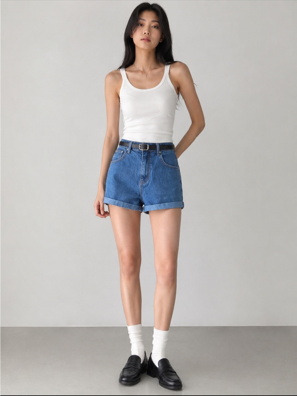 Snidel Japan High Waisted Denim Shorts Blue Cuffed XS US 0–2
